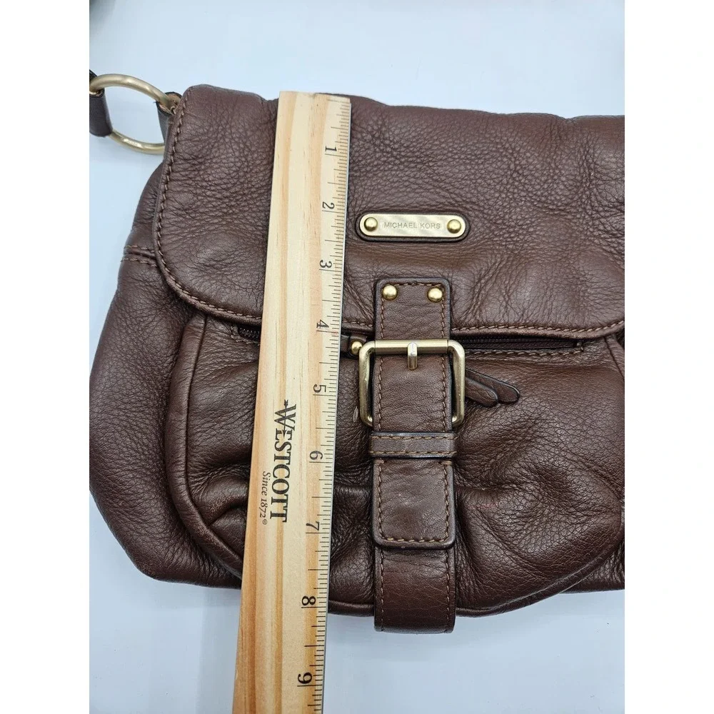 Michael Kors Brown Pebbled Leather‎ Crossbody Bag Satchel Purse Handbag - Picture 7 of 11